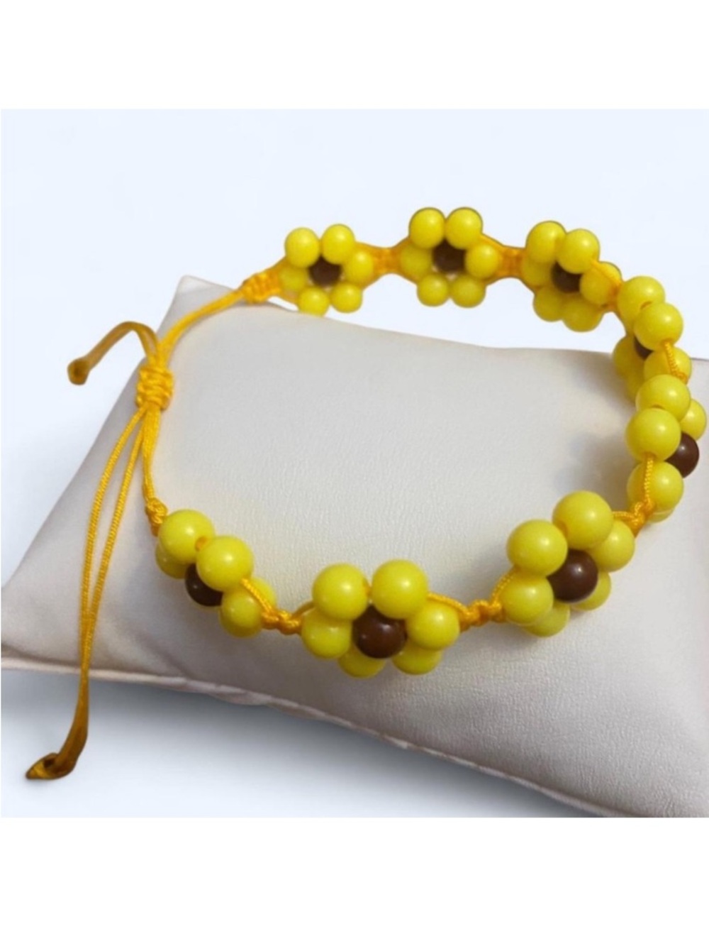 Sunny Yellow and Brown Beaded Bracelet